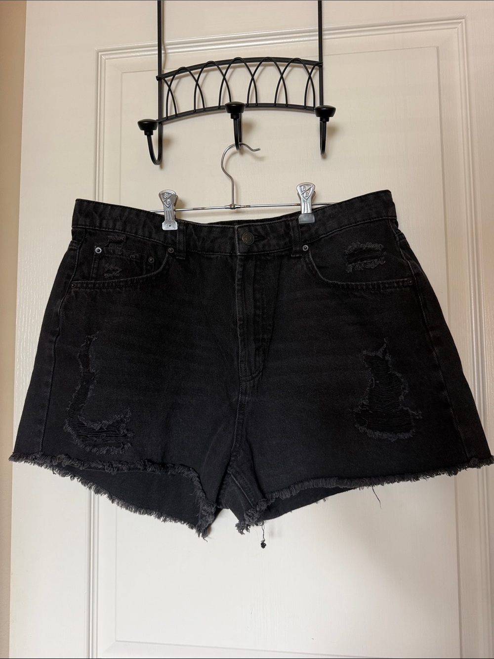 Target Black Distressed High-Rise Denim Shorts